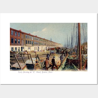 1905 Early Morning, North End Wharf, Boston Posters and Art